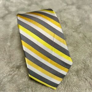 Express Silk NWOT Yellow & Gray Striped Tie 60”L 2.75”W